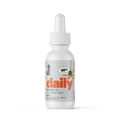 daily MICRODOSE OIL citrus 60MG PER BOTTLE 21+ 2mg + 50mg per dropper NET WEIGHT 1 FL. OZ. (30 ML) 1500MG PER BOTTLE